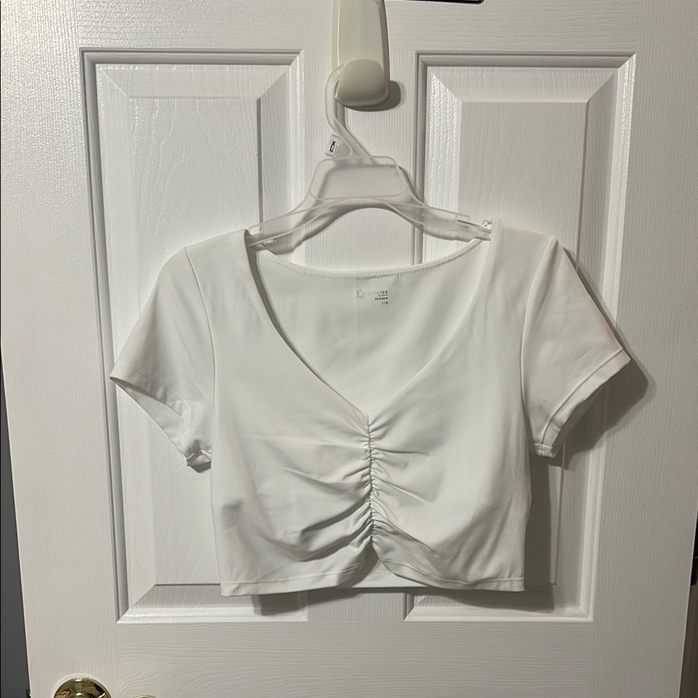 White Ruched Offline by Aerie Crop Top
